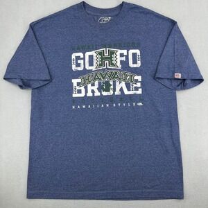 Hawaiian Style Hawaii Warriors Football Go Bows Blue Graphic T-Shirt Mens XL